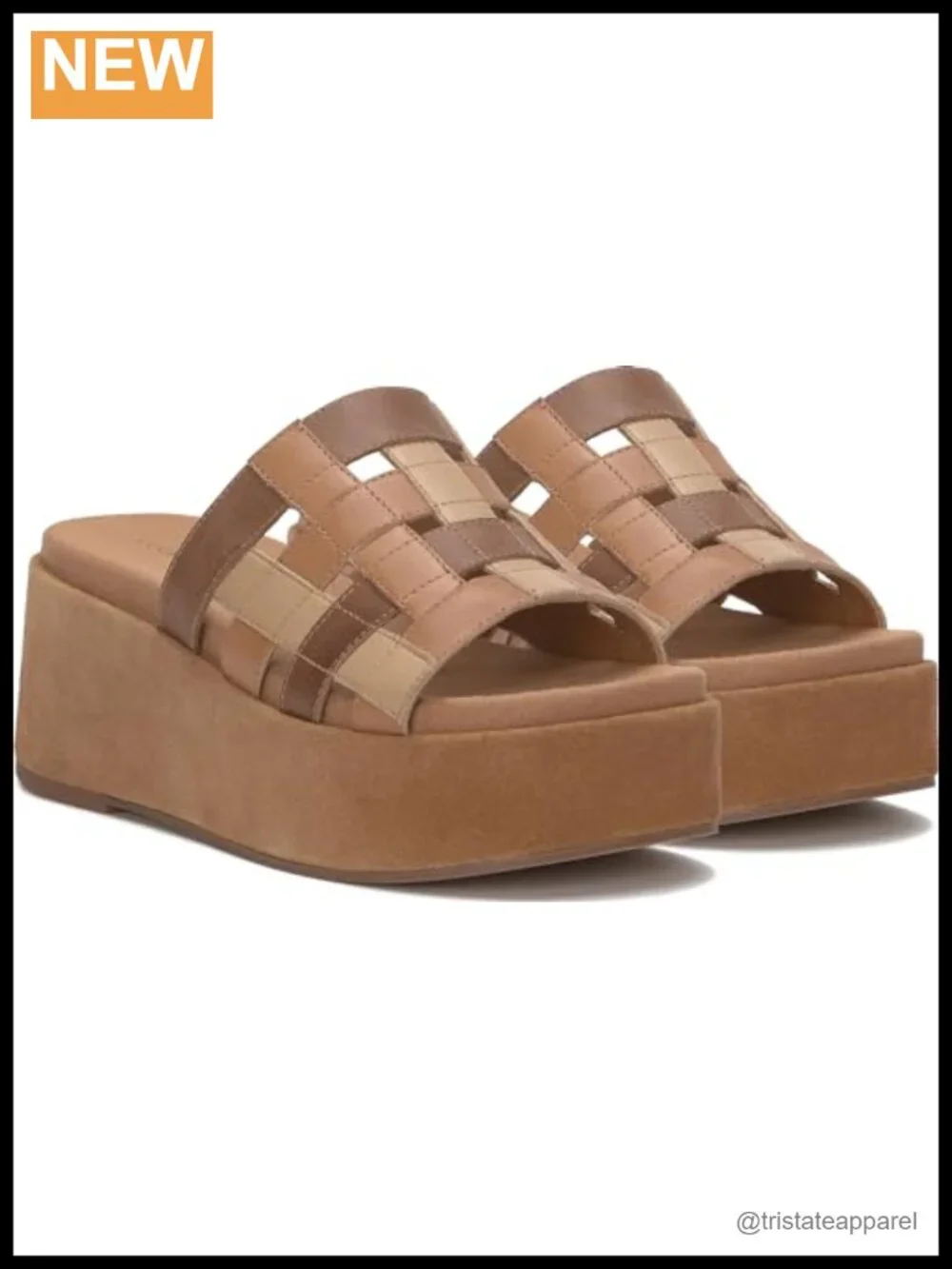 Woven Platform Sandal Leather Upper Slip-On Slingback Open Toe